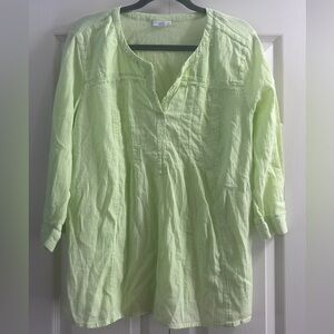 J. Jill Shirt Women’s Size L Lime Green 3/4 Sleeve Cotton Spring Summer
